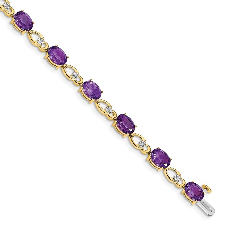 14k Yellow Gold Amethyst & Diamond Bracelet